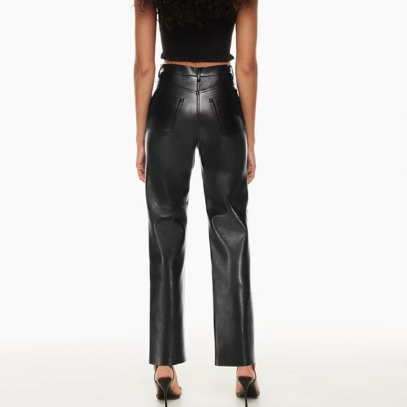 Aritzia Wilfred The Melina Super High Waisted Rise Black Faux Leather Pants 4 - Picture 3 of 12